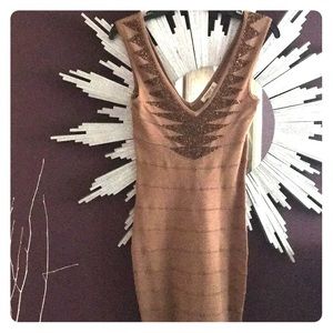 Arden B Bronze body-con dress with sequins